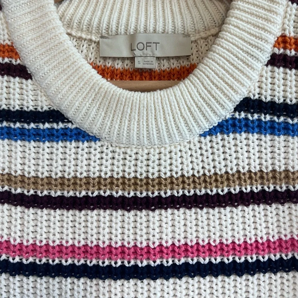 LOFT Multicolor Casual Striped Knit Top Size Small - Picture 4 of 5
